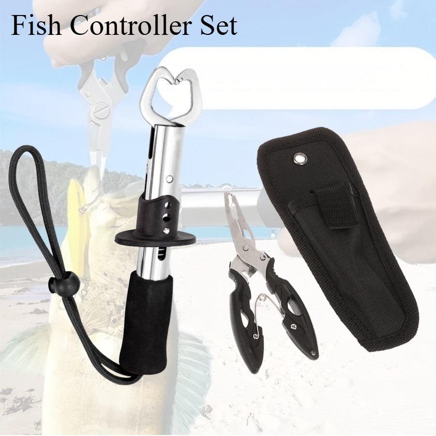 Fishing Equipment Warehouse - 2 個の魚コントローラーセット含む 1 個の釣りトングと 1 個のステンレス鋼の釣り針リムーバー高品質の漁具ツール