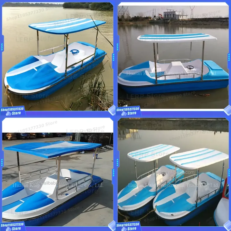 Fishing Equipment Logos - ホットセール ブルーファイバーグラスペダルボート カスタムロゴ入り 4人乗り 水上遊具 釣り用
