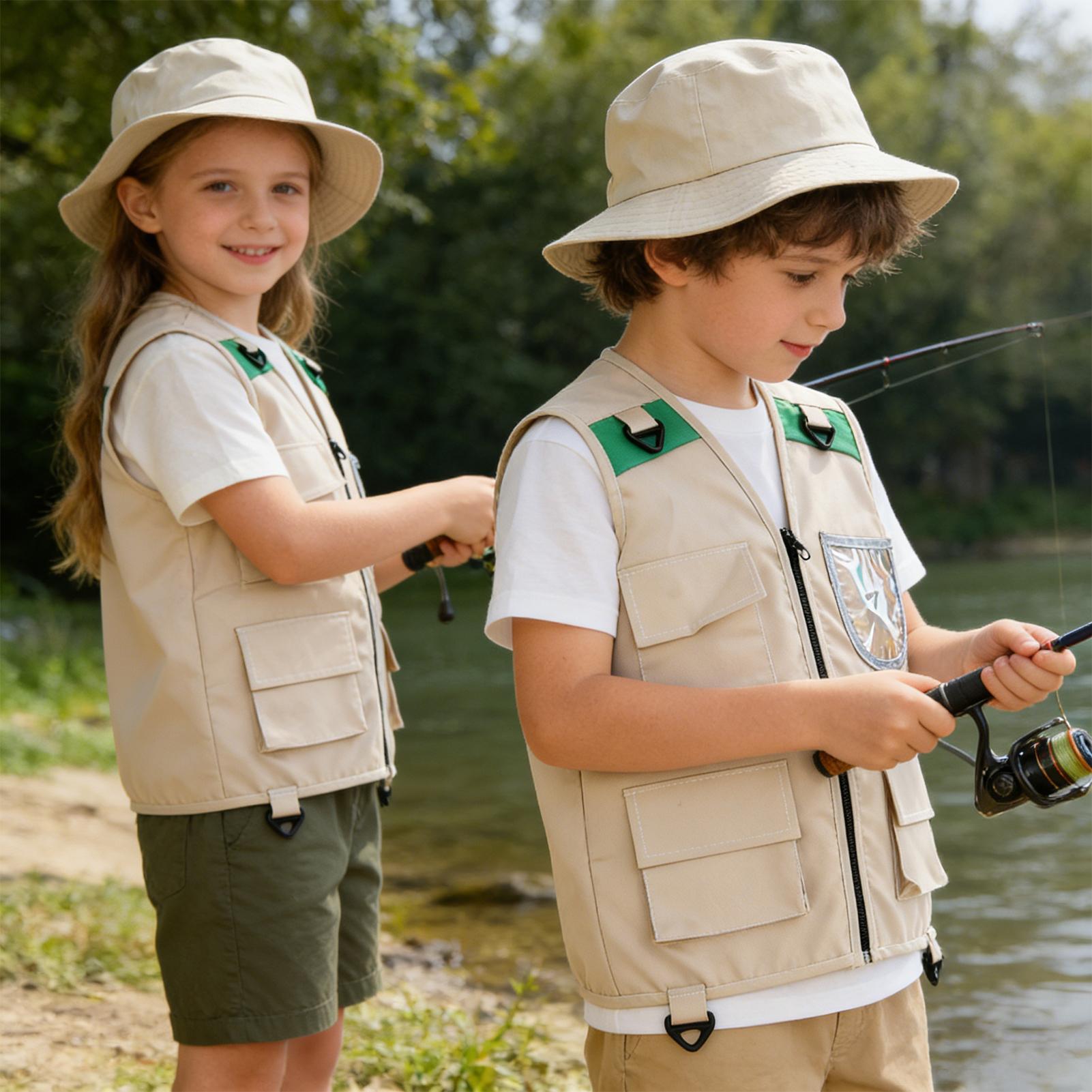 1個入り ホットセール 子供用アウトドア探検家服 ベスト 帽 - Fishing Equipment Logos のレビューと価格
